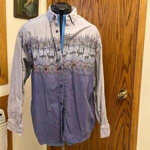 Used size XL Cabela’s Deerskin Deer Print Soft Chamois Long Sleeve Shirt